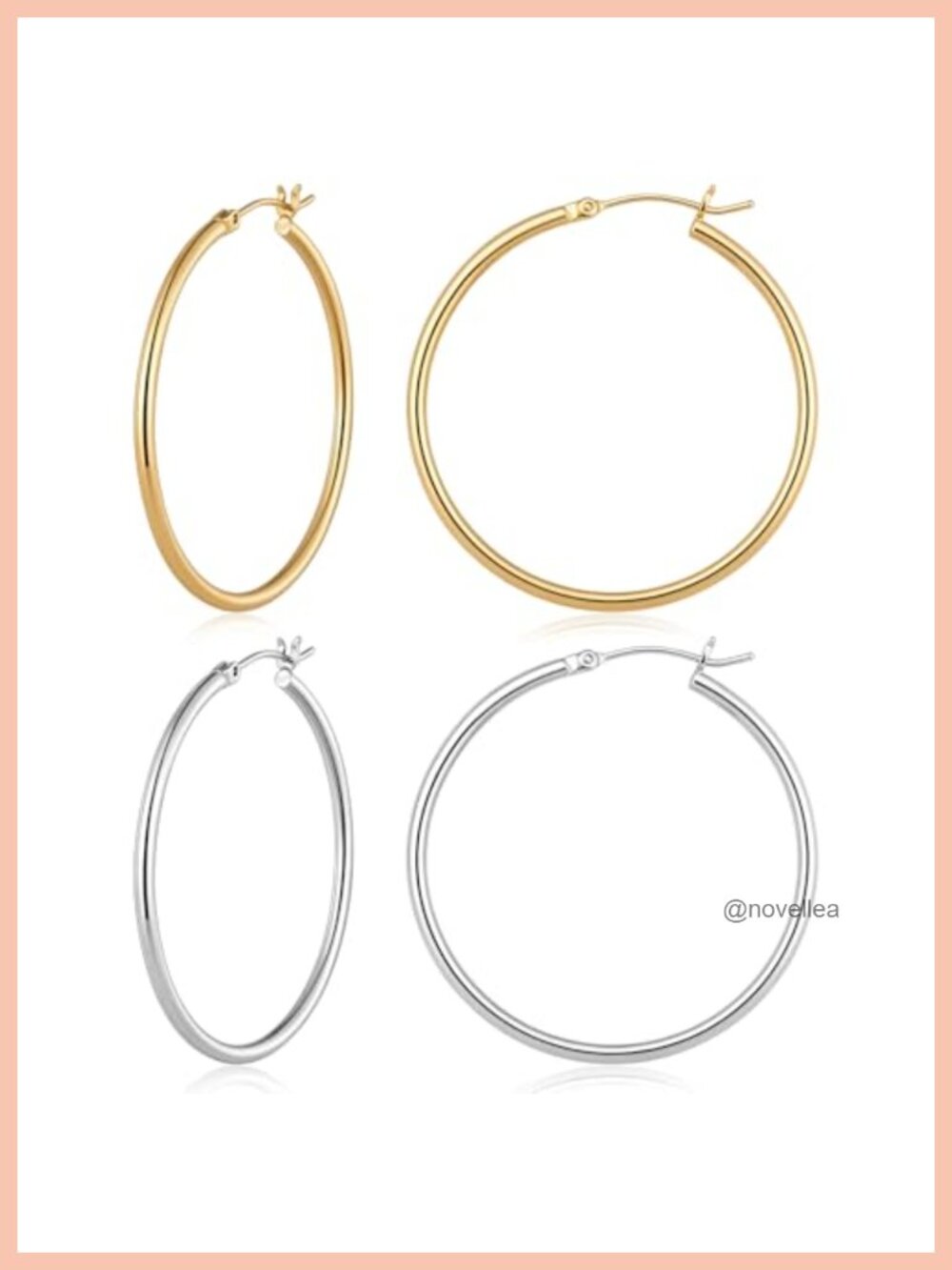 14K Gold Plated Hoop Earrings for Women Hypoallergenic Set of 2